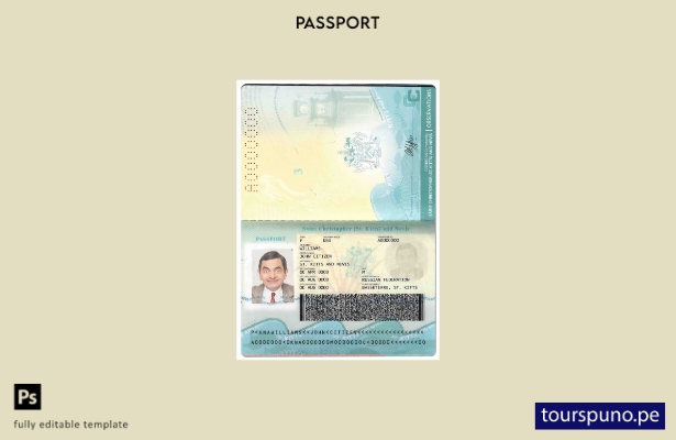 Plantilla de pasaporte lista para imprimir de San Cristóbal y Nieves